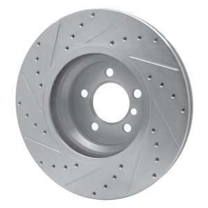 BMW 750LI Brake Rotor (1) - Front Right - R1 Concepts - Drilled & Slotted - Silver - `02-`08